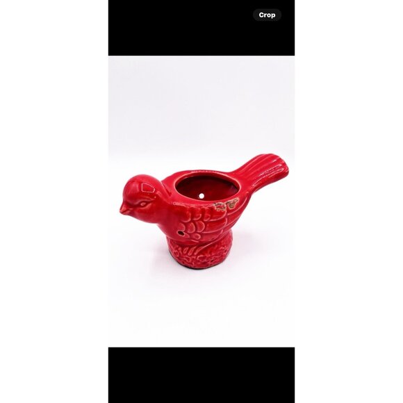 Vintage Red Ceramic Bird Votive Candle Holder Cardinal Cottagecore Country Décor - Picture 10 of 10